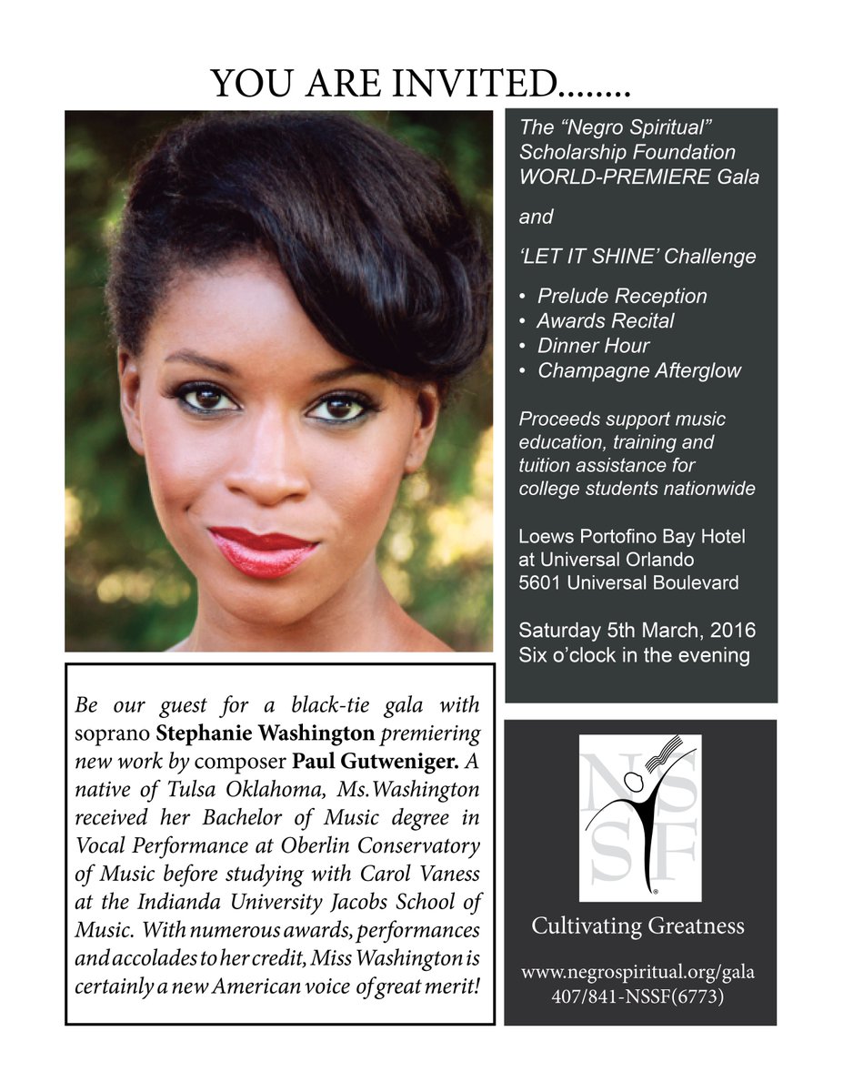 Join us Saturday March 6th for our Annual World-Premier Gala &amp; Let It Shine Challenge! -&gt; negrospiritual.org/gala
