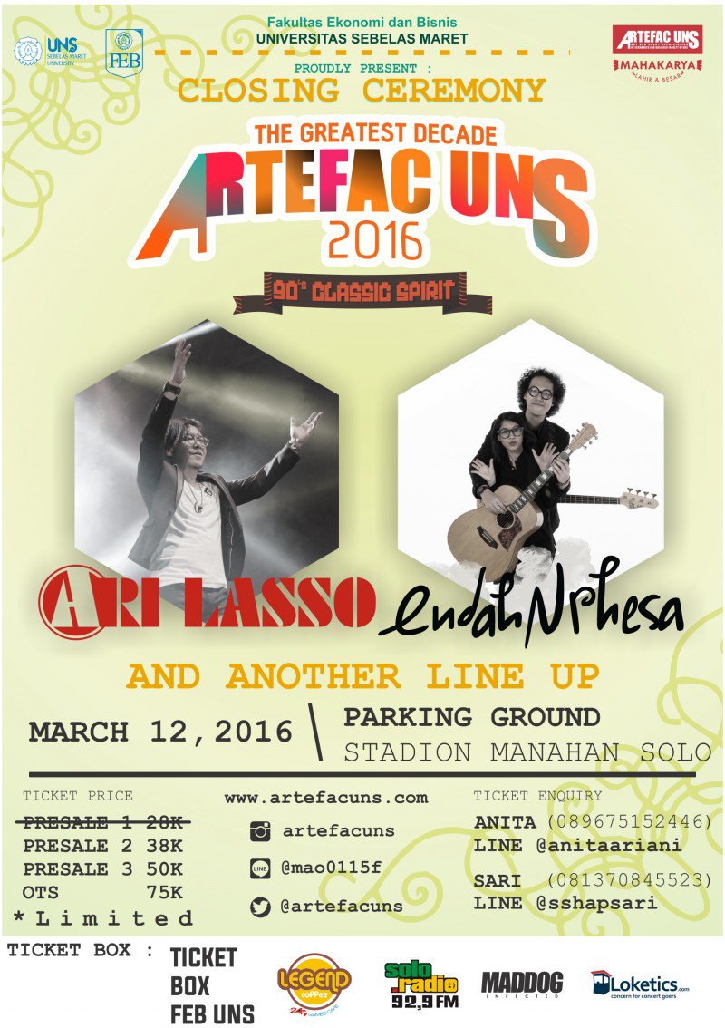 Sabtu 12 Maret 2016 <a href="/Ari_lasso/">#arilasso</a>  tampil di ARTEFAC UNS 2016 Lap.Parkir Manahan #Solo <a href="/artefacuns/">ARTEFAC UNS - 2025</a>