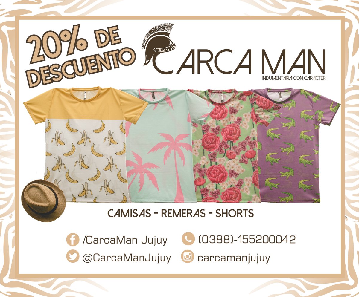 CarcaManJujuy's tweet photo. #RT EN FEBRERO TENES UN 20% DE DESCUENTO EN CAMISAS, REMERAS Y SHORTS!! #CarcaMan TE LO VAS A PERDER? https://t.co/HfRyoeFSd4