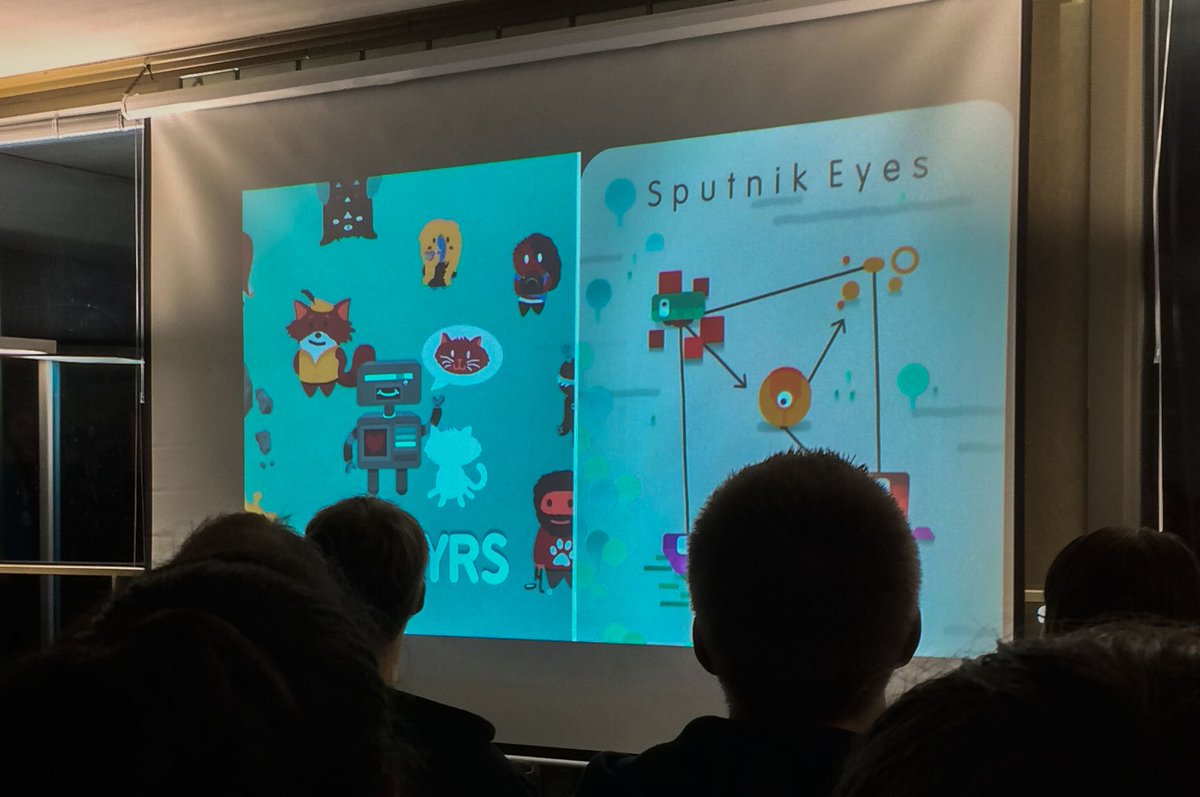 tillpenzek's tweet photo. @shellyalon gave a interesting talk at #HHIndieTreff yesterday, comparing his two games #Partyrs and #sputnikeyes. https://t.co/ZbLY1Ycbhj