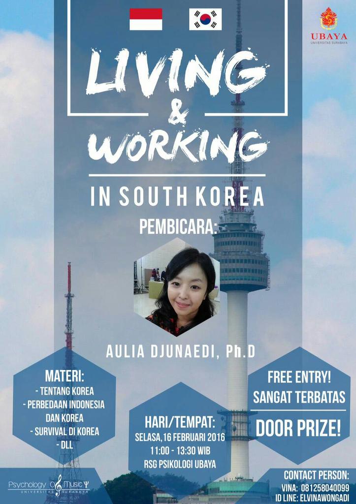 DPM_FT_Ubaya's tweet photo. Seminar "Living &amp; Working in South Korea" https://t.co/RQHcMs7fCk