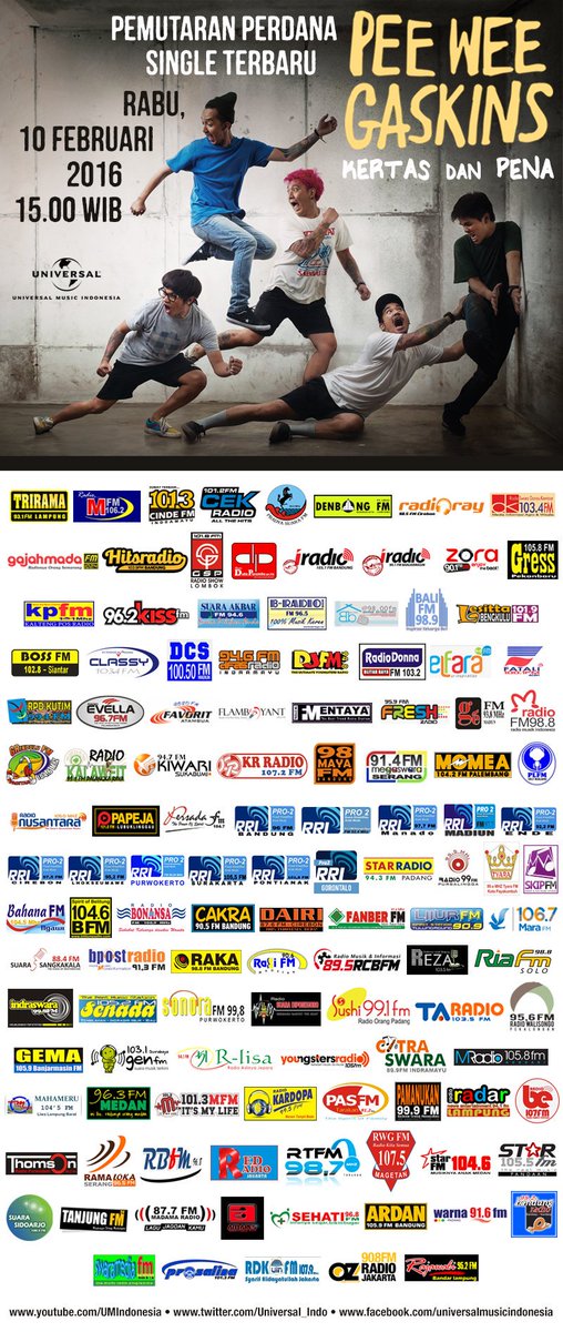 Today! Simak New Release <a href="/PWGofficial/">Pee Wee Gaskins</a> #KertasdanPena mulai pkl. 15.00 di <a href="/indraswarafm/">Baraya Sarerea!!</a> . Music from @Universal_Indo