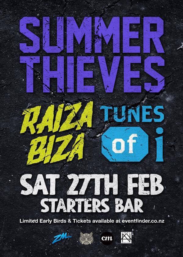 'The Escape' in Cambridge on Saturday and Dunedin w/ <a href="/SummerThieves/">Summer Thieves</a> on 27 Feb. 

Details via raizabiza.com