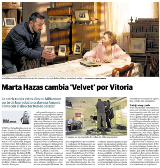 <a href="/Martahazas/">marta hazas</a> y el rodaje de #VillaMnemósine en <a href="/elcorreo_com/">El Correo</a> 
#cortometraje #cine