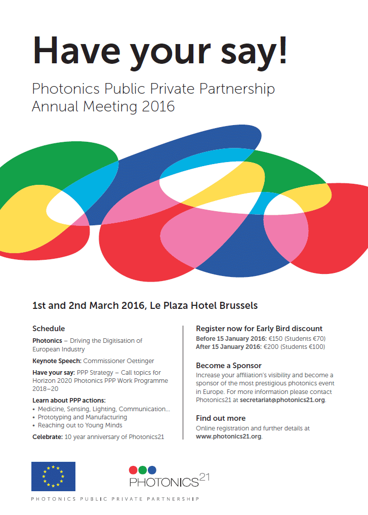 Photonics21's tweet photo. EU Commissioner @GOettingerEU provides Keynote at the #PhotonicsPPP AGM 2016. Register @ https://t.co/qlb3L2Lrbv https://t.co/nZ0JMFmNmi
