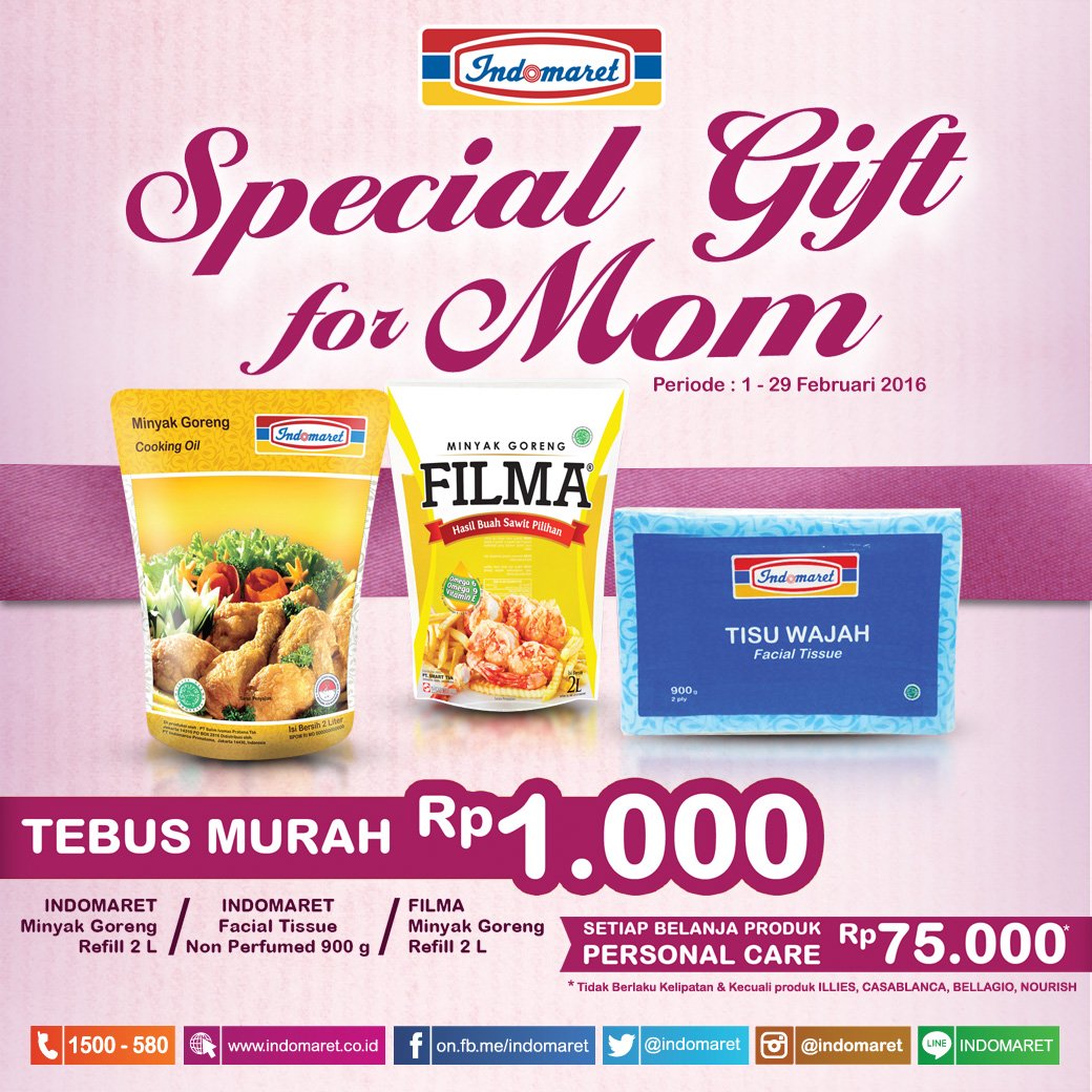 Pilih hematnya Minyak Goreng 2L atau Indomaret tissue cuma seribu. Cek ketentuannya yah. #SpecialGiftForMom