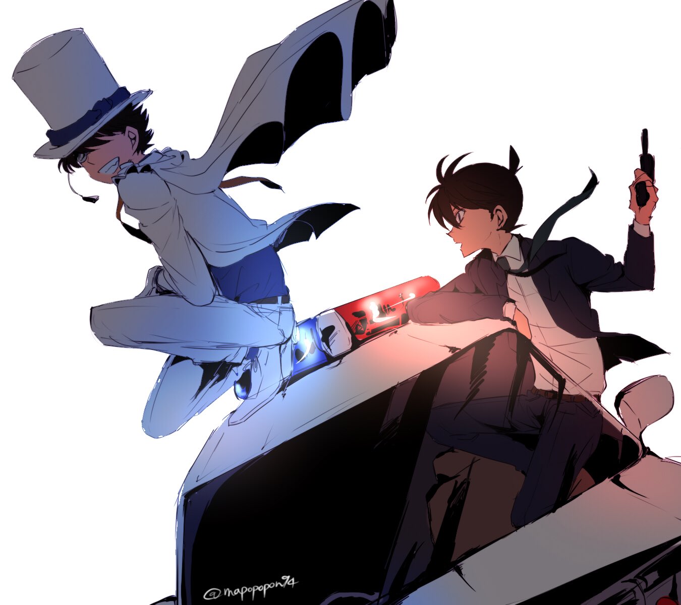 まぽ お題 サイレン キャラ 工藤新一 怪盗キッド 形式 イラスト コナンまじ快深夜の真剣制作60分一本勝負 T Co Sp1q1oofay Twitter