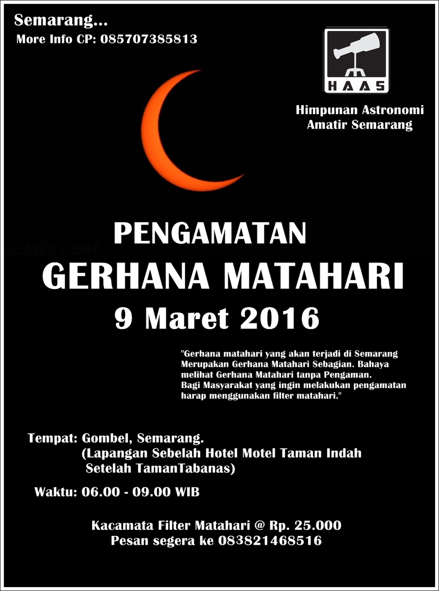 haaSMG's tweet photo. @UngaranWebID Pengamatan Gerhana Matahari 9 Maret 2016 di Semarang. Ayo gabung.. https://t.co/7ag54M1XG0