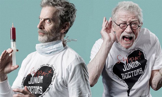 RadioTimes's tweet photo. #DoctorWho stars Peter Capaldi and John Hurt lend their support to the #JuniorDoctorsStrike
https://t.co/S8Qwj3iBa1 https://t.co/7EAz6RZd9n