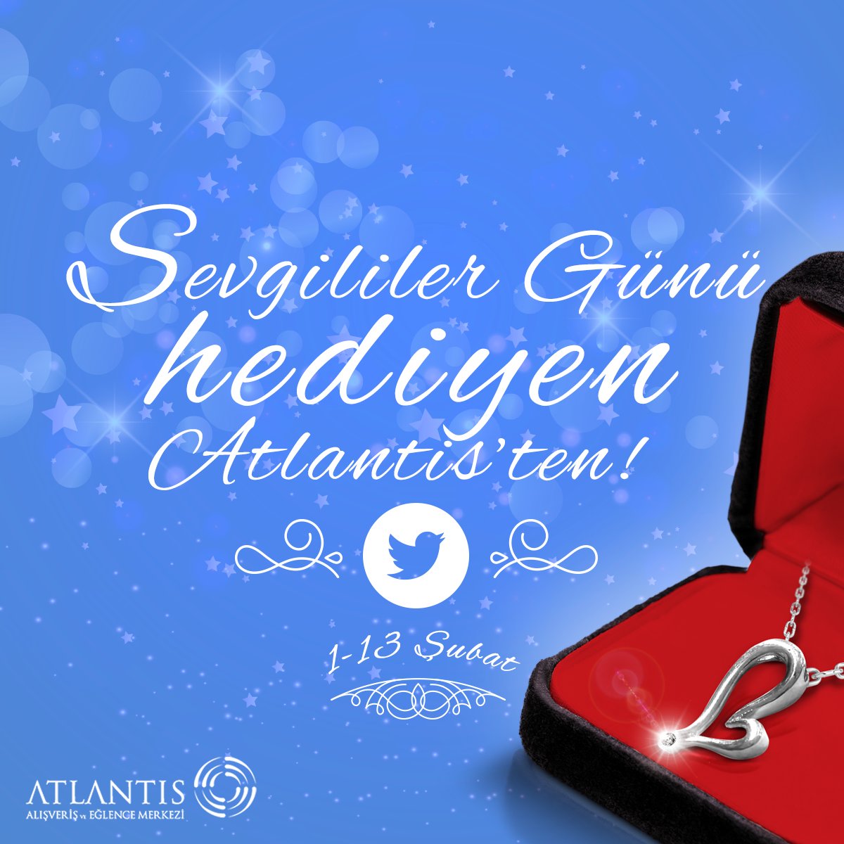Sevgililer Günü Hediyen Atlantis'ten! Hemen RT yap, pırlanta taşlı kolyeyi kazanan şanslı sen ol! :) #atlantisavm