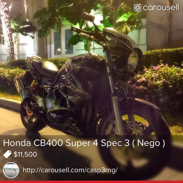 Selling Honda CB400 Super 4 Spec 3 ( Nego ) $11,500 carousell.com/p/43353674/ #carousell #carousell <a href="/thecarousell/">thecarousell</a>