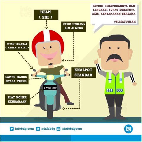 infobdg's tweet photo. Jd warga yg baik itu gampang, dari diri sendiri dulu aja. Mari lengkapi atribut &amp; surat berkendara! #plisatuhlah https://t.co/V6uQpHvJaX