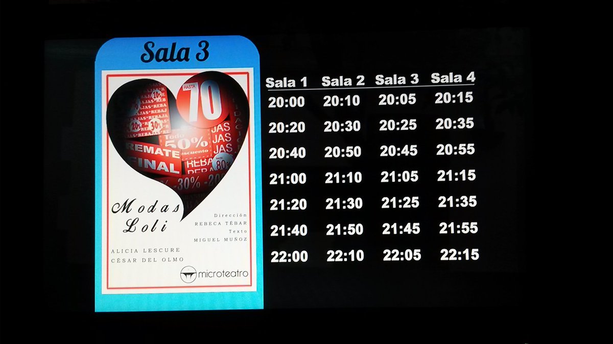 Cesar_del_Olmo's tweet photo. 7 primeros pases de #MicroModasLoli superados!!! ... Os vemos el proximo Martes de #PorAmor en @microteatro 👏👏👏 https://t.co/NkWqbxNXrR
