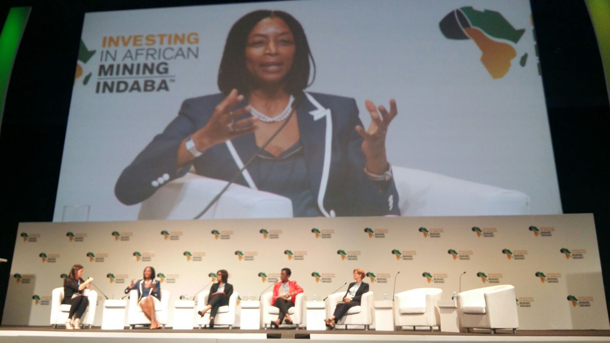 JSE_Group's tweet photo. Woman in mining make up 14% in SA, JSE chairman, Nonkululeko Nyembezi-Heita states at the #MiningIndaba yesterday https://t.co/oNkAyF1czv
