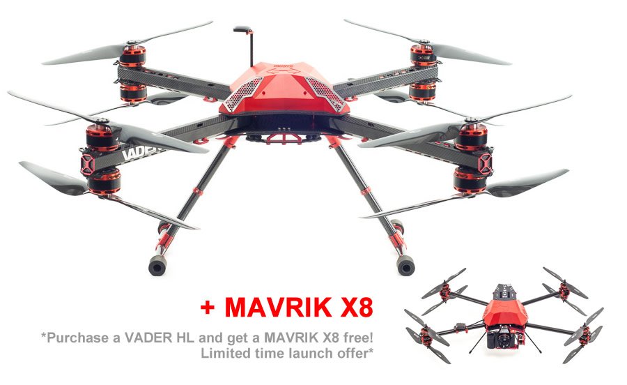 SteadiDrone's tweet photo. The VADER HL is here! Get a Mavrik X8 valued at $7 995.00 with every HL! https://t.co/XxWUJL1NsE https://t.co/Y6Bt9dZVP1