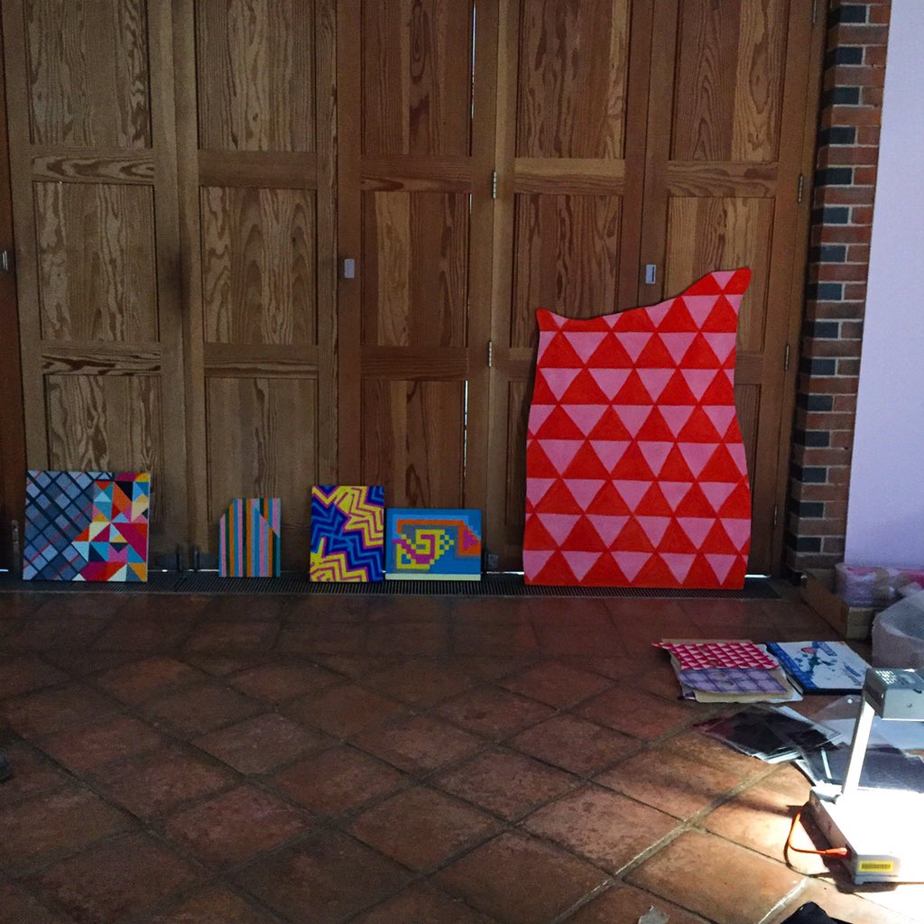 Louisa_Chambers's tweet photo. #razzleallthatjazz @harleygallery @WeArePrimary Day One #install #craigfisher #robflint #pattern #painting #colour https://t.co/7szLoooEuh