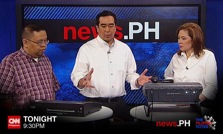 CNNPHCA's tweet photo. .@piahontiveros talks with Comelec Chair Bautista &amp; Comelec spokesman Jimenez to discuss the vote counting machines https://t.co/Etx1Croi6f