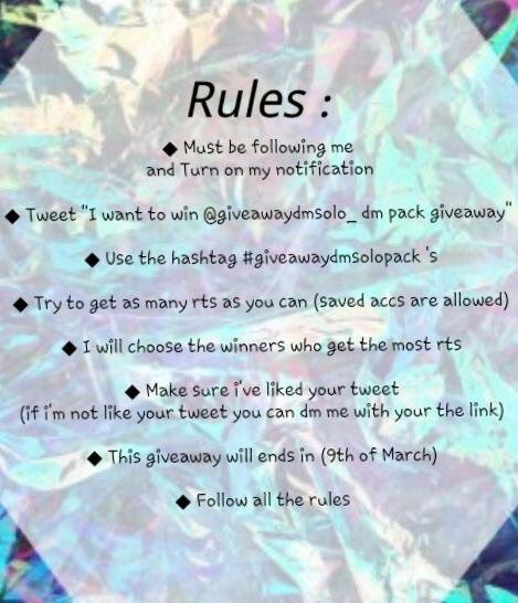 crawsaviors's tweet photo. I want to win @giveawaydmsolo_ dm pack giveaway #giveawaydmsolopack
https://t.co/4jb5QYIlBZ