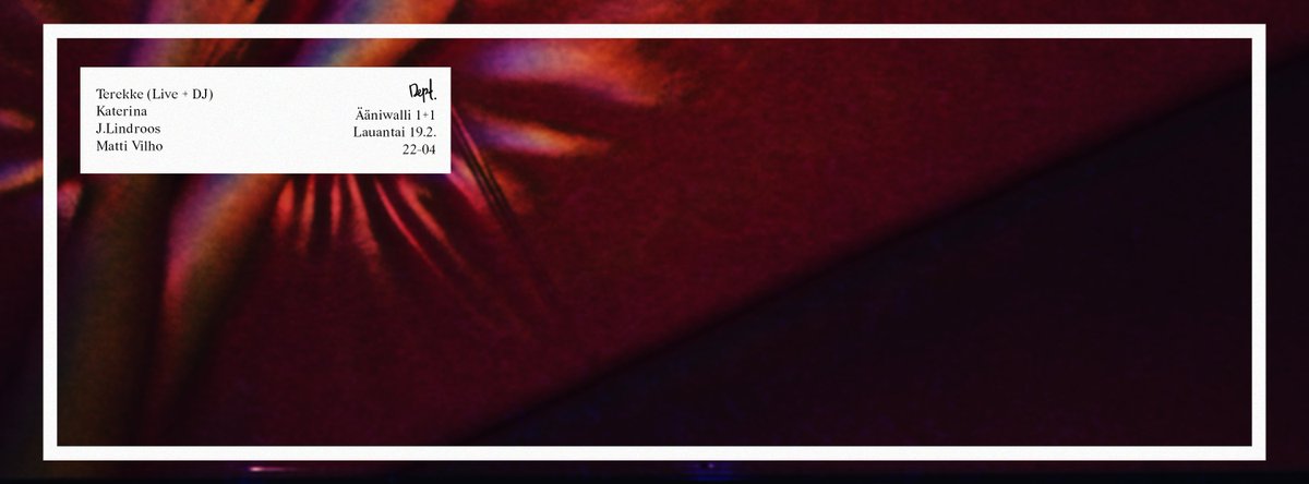 dept_music's tweet photo. Dept. + Terekke on 19th Feb at #Ääniwalli @ttereke https://t.co/tC8MGcOwIm https://t.co/TcIRroPo18