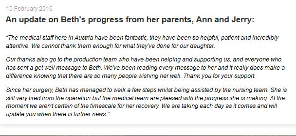 Update from <a href="/bethtweddlenews/">Beth Tweddle</a> family. The gymnastics world all send their support and love Beth ❤️