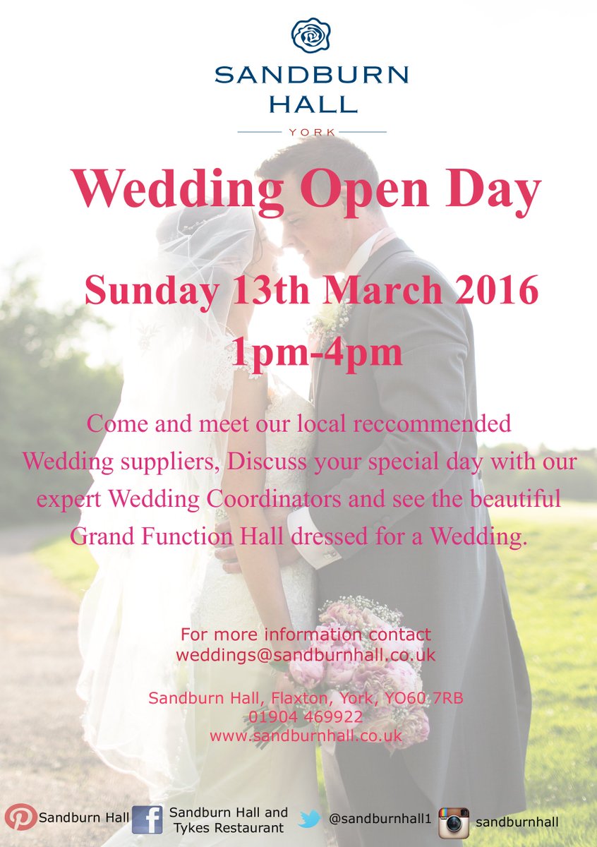 Come to our Open Day on Sunday 13th March from 1-4pm and meet our dedicated team! #WeddingHour #york