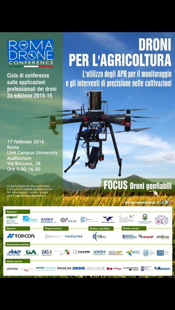 FLYTOP_'s tweet photo. Vi aspettiamo mercoledì 17 febbraio al @RomaDrone Conference sull'agricoltura!! https://t.co/dle6PzpFtt