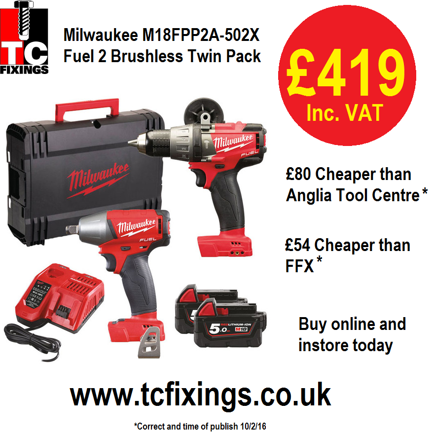 tcfixings's tweet photo. Milwaukee 'FUEL 2' twin pack available online and in store £419 inc. VAT https://t.co/8mHJyyyIBR #milwaukeetooluk https://t.co/eAdYs9ora6