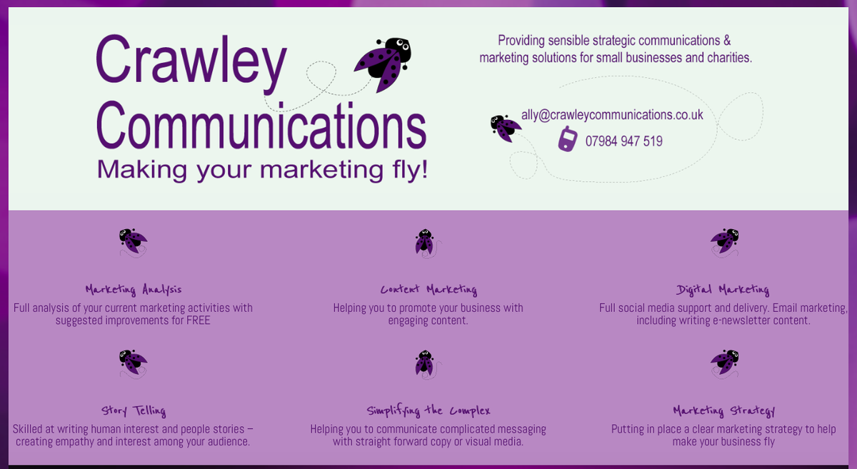 CrawleyComms's tweet photo. Finally working on my website - here's a taster of the home page https://t.co/mXy6eFzW0P https://t.co/PJKVSY7GVU