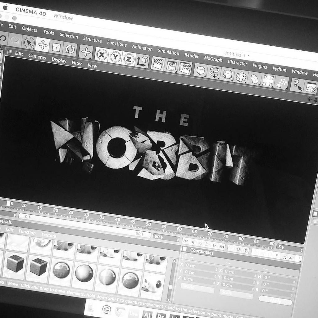 Druthersco's tweet photo. By pkdsgns Testing some 3D for uni (2) - #the #hobbit #texture #customtype #3d #cinema4d #customlettering #customty… https://t.co/onBVBKUzVq