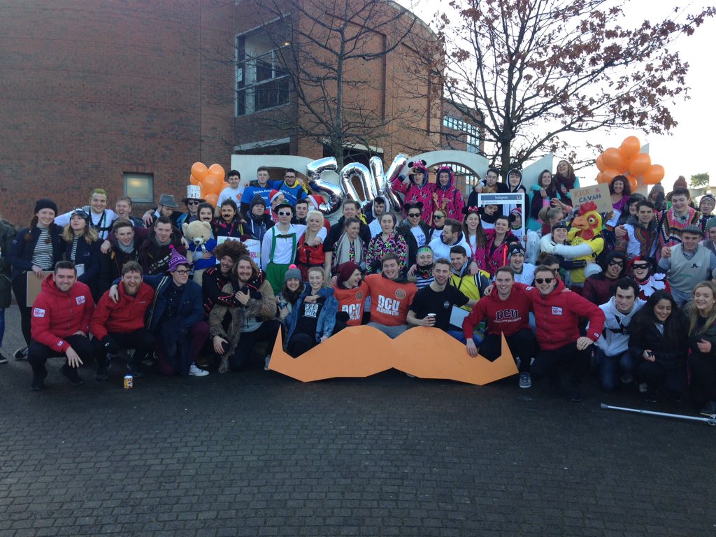 DCU's tweet photo. And they're off! 200 students race to Berlin with no money in aid of @MovemberIreland #DCUBegBorrowSteal https://t.co/yv96RSeIng