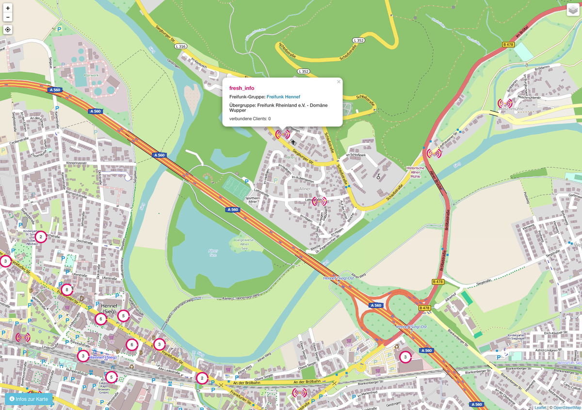 Seit heute gehören wir mit einem eigenen Knoten zu <a href="/Freifunk_Hennef/">freifunk-hennef.de</a>.