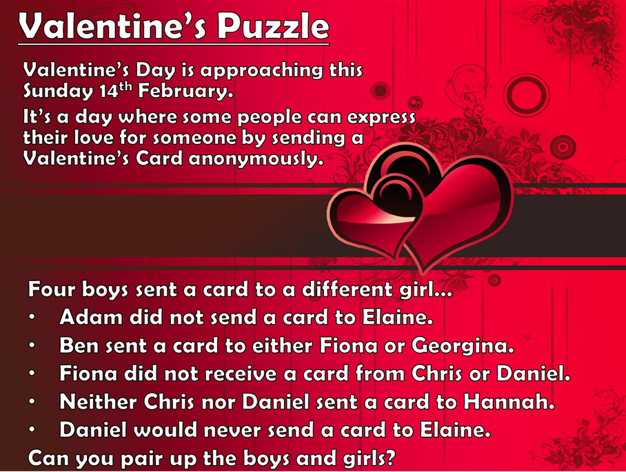 HaileyburyMaths's tweet photo. Can you solve this Valentine's Puzzle? #lovemathsthisSunday
MrG https://t.co/4hVEAz2UgJ