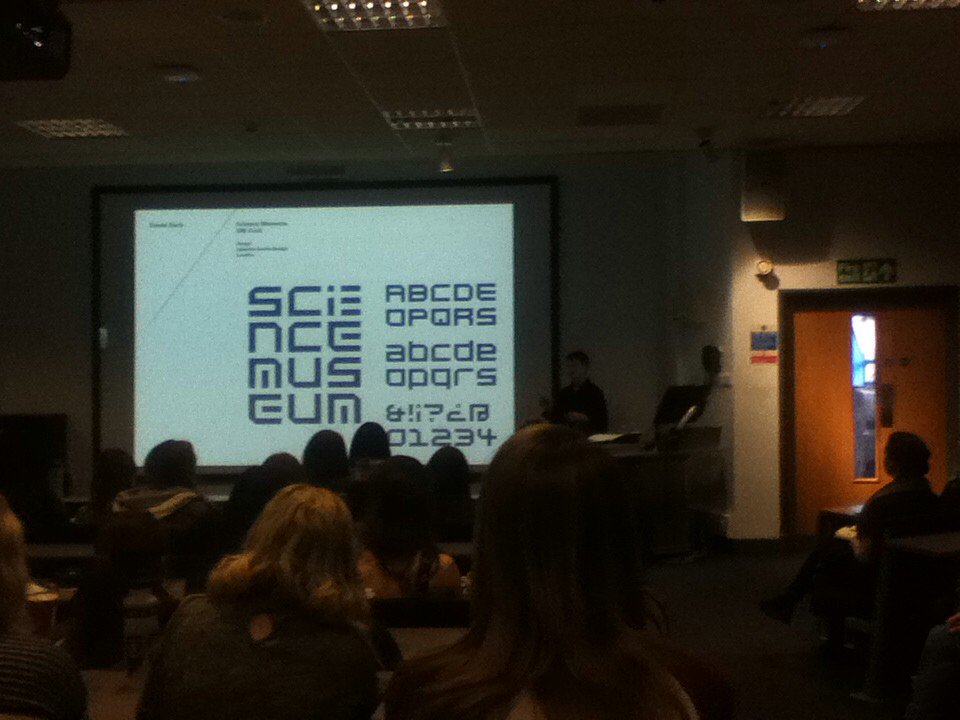 ntugraphics's tweet photo. Great guest lecture from #FredaSack at #NTUart Her superb font designs for @sciencemuseum & @johnsonbanks #TypeWeek https://t.co/OuG7nxgR2L