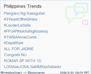 trendinaliaPI's tweet photo. Trend Alert: 'LOISAasJONA SaMMKsaSabado'. More trends at https://t.co/dRwxiUtCOV #trndnl https://t.co/fm7uT1H8Fm