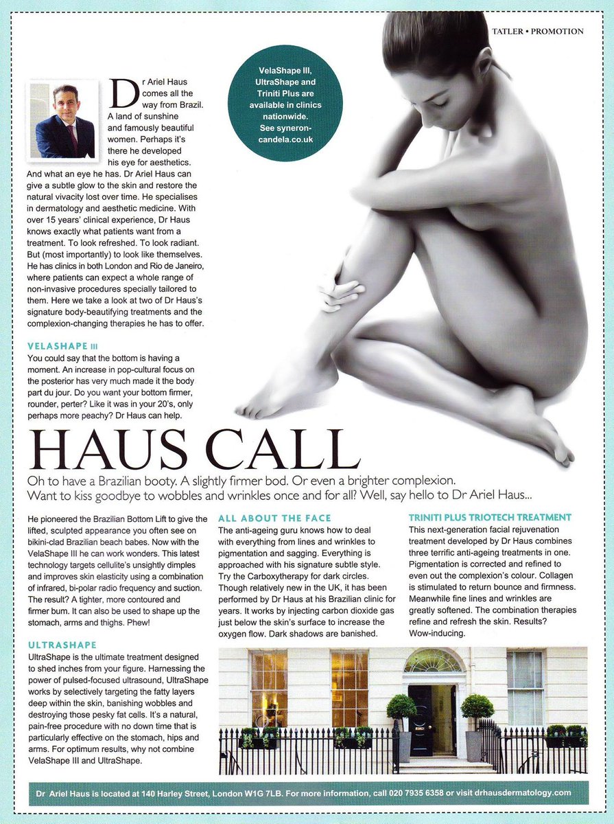 CandelaMedical1's tweet image. Great piece on @Dr_Haus featuring #VelaShapeIII #UltraShape #TrinitiPlus in the latest Tatler Cosmetic Surgery Guide