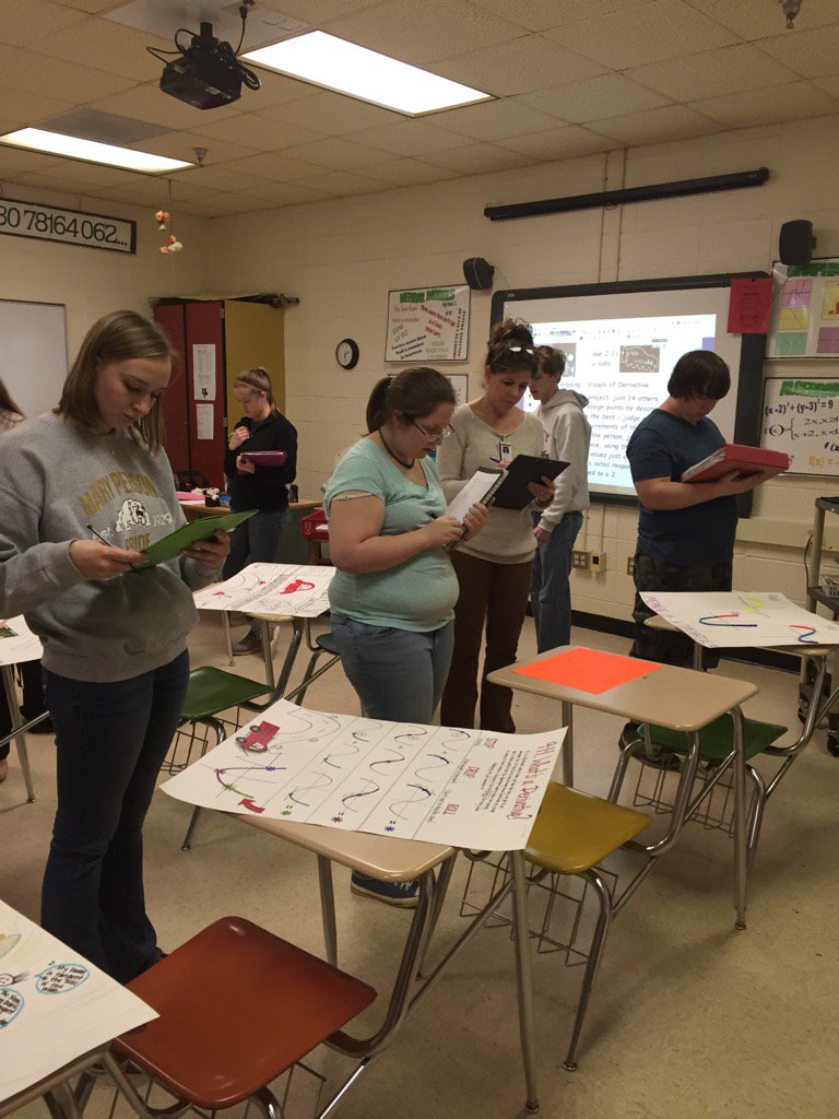 MaryPersonsHigh's tweet photo. Mrs. Barber's AP Calculus students #peergrading of Derivative projects #CHAMP #AProcks #makelearningfun https://t.co/iQRZo3w9vr