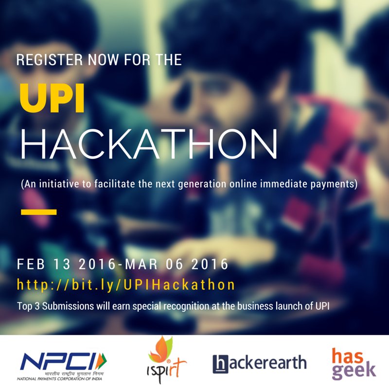 nikhilkumarks's tweet image. Have you registered for the #UPI hackathon yet? Sandbox access, cash prize and much more! bit.ly/UPIHackathon