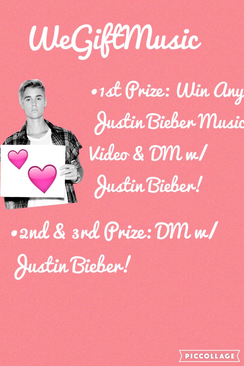 WeGiftMusic's tweet photo. Retweet to win &amp; Follow! 
WeGiftMusic! #WGSSeasonOne 
Valentines Special! 💘
Win ANY @justinbieber music video &amp; DM! https://t.co/VbffrMq7Si