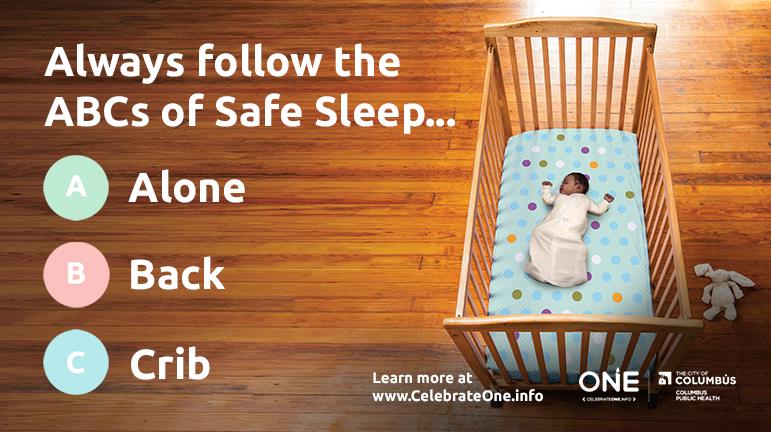 CelebrateOne's tweet photo. Always follow the ABC's of infant #SafeSleep. Babies should sleep alone, on their back, and in an empty crib https://t.co/2AeYcwOZjY