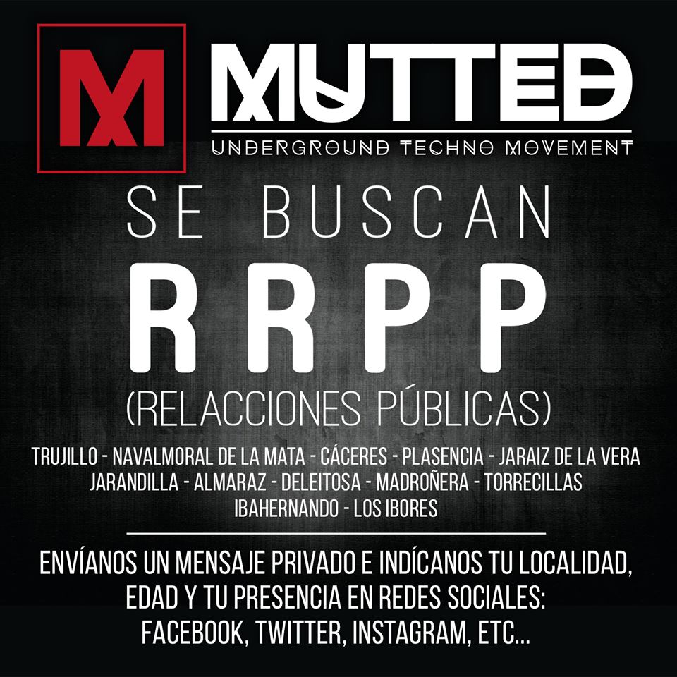 Mutted_Techno's tweet photo. BUSCAMOS RRPP (Relaciones Públicas).
Si quieres formar parte de nuestro equipo, escríbenos.
#Mutt02 #techno https://t.co/LbUZdBMesp