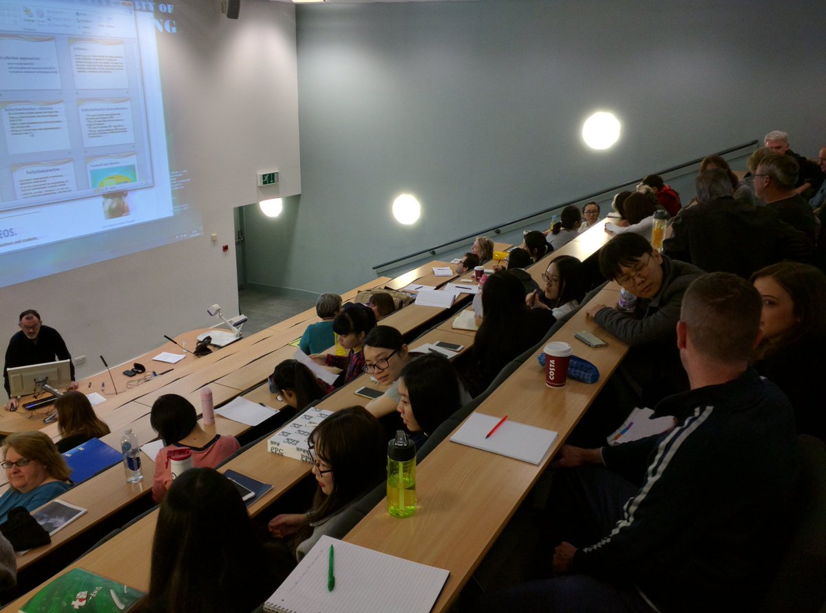 Workshop participants discuss what is involved in reflective feedback and its potential issues. #ELTR <a href="/SoEStirling/">School of Education</a>
