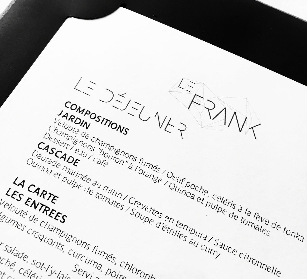MilenaLazzaroni's tweet photo. #LeFrank #restaurant @FondationLV #FondationLouisVuitton #Paris #France #menu interessante!#good #taste #Composition https://t.co/0E9rTVfH8G