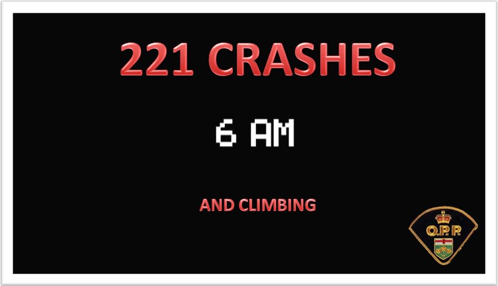 OPP_WR's tweet photo. 221 CRASHES since 6:00 a.m. this morning!  The need for speed is putting all of us at risk! SLOW DOWN. https://t.co/BsmPd7VNpg