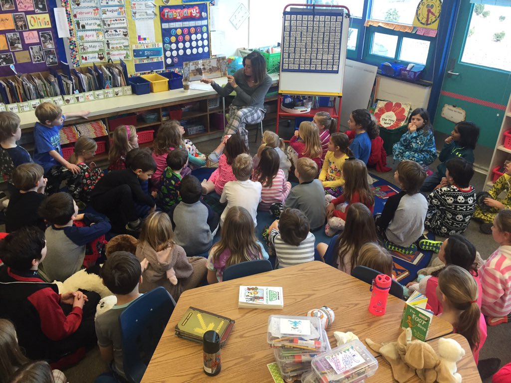 MrsSs class &amp; <a href="/RachelGrade1/">Rachel Sanders</a> warming up with The Mitten by Jan Brett <a href="/JamestownAPS/">Jamestown Elementary</a> #jtownjoy #Readthedayaway