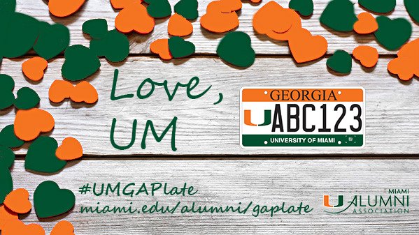 UM_alumni's tweet photo. UM loves you. ‘Cane Pride isn’t complete without a #UMGAplate. Sign up for yours today. https://t.co/lKunqejW0W https://t.co/5oGYHIHfNS