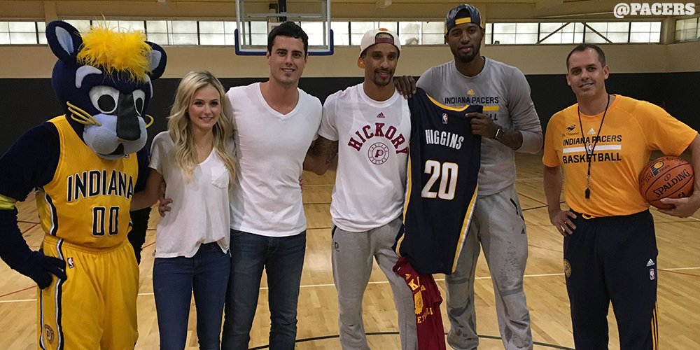 Pacers's tweet photo. Special guests are coming to #TheBachelor. Watch @Yg_Trece, @George_Hill3, and Coach Vogel in Monday’s episode. https://t.co/xvM10Bpej2