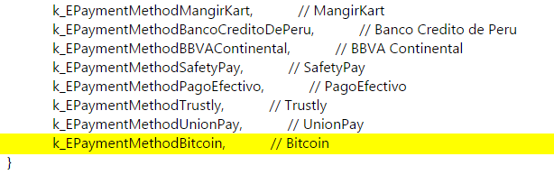 SteamDB's tweet photo. Yesterday's Steam client beta update added a reference for a Bitcoin payment method. https://t.co/rmZmnjhQNW