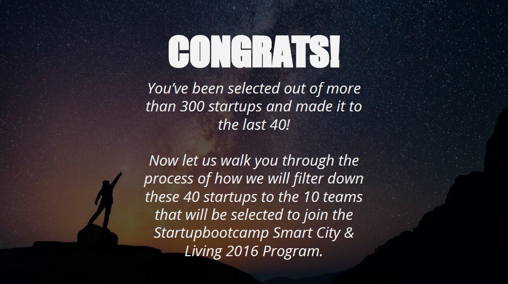 We made it to the 2nd stage. Thanks for all the love and support! #Top40 #startupbootcamp <a href="/Sbootcamp/">Startupbootcamp</a> <a href="/sbcAmsterdam/">Sbootcamp Amsterdam</a>