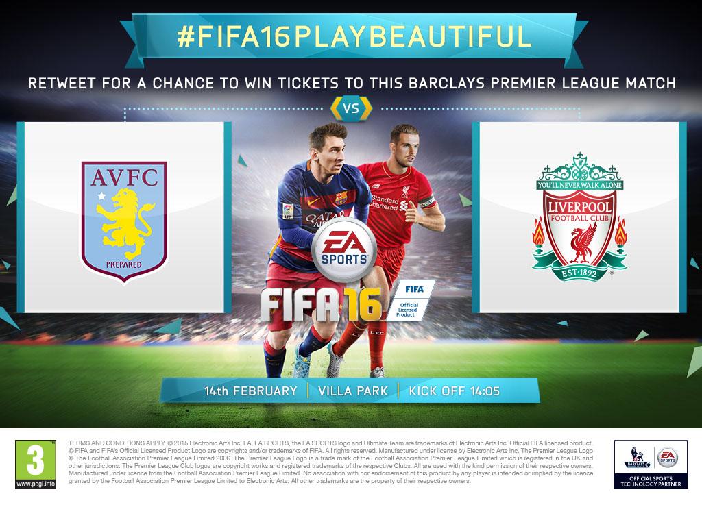 RT to win <a href="/premierleague/">Premier League</a> tickets! <a href="/AVFCOfficial/">Aston Villa</a> v <a href="/LFC/">Liverpool FC</a> on Sunday 14th February. T&amp;C's apply