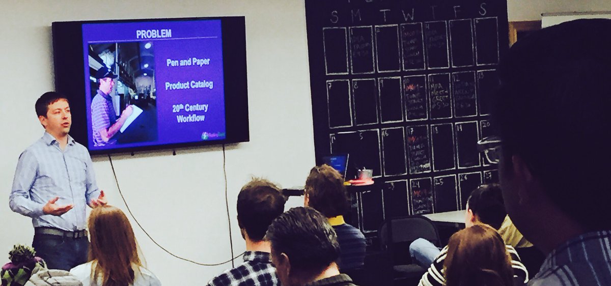 1MillionCupsSLC's tweet photo. CEO / Founder of @RetroLuxApp talking clean energy + reducing fossil fuels #1mcslc #1mc https://t.co/g0kRZvpDMJ